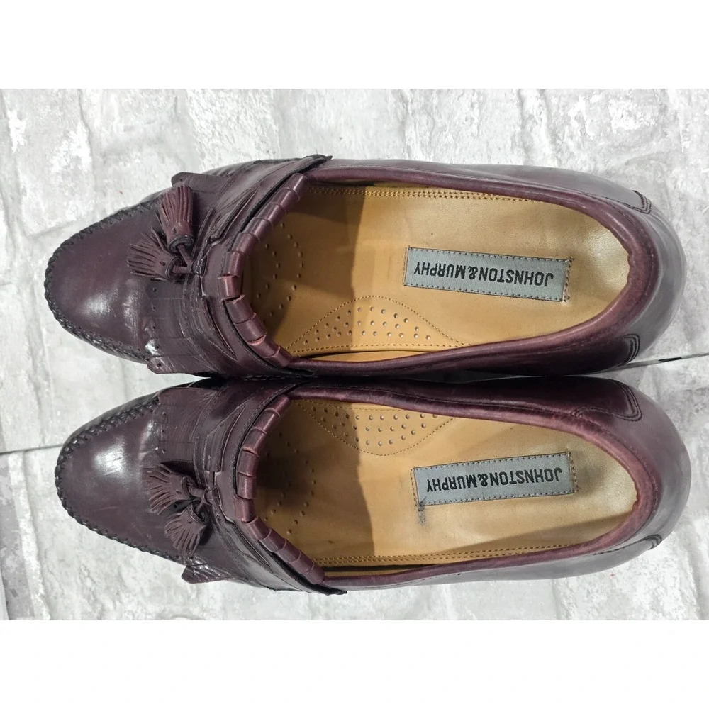 Johnston Murphy Men's Red Brown Leather Tassel Slip On Shoes Size 11 150834‎